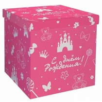 Коробка розовая с бантом